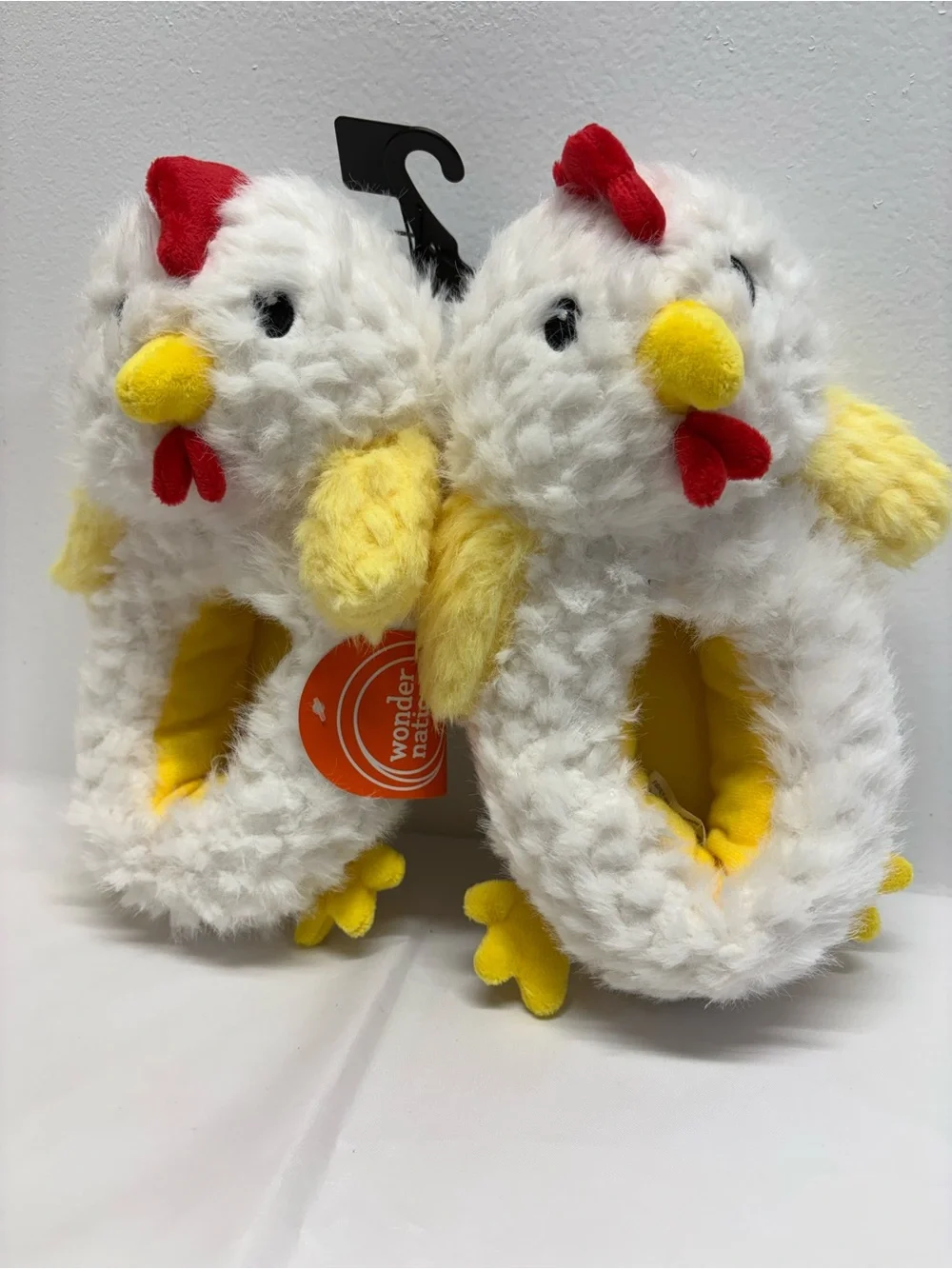Plush Chick Kids Slippers - White & Yellow winter slippers for kids size 11-12